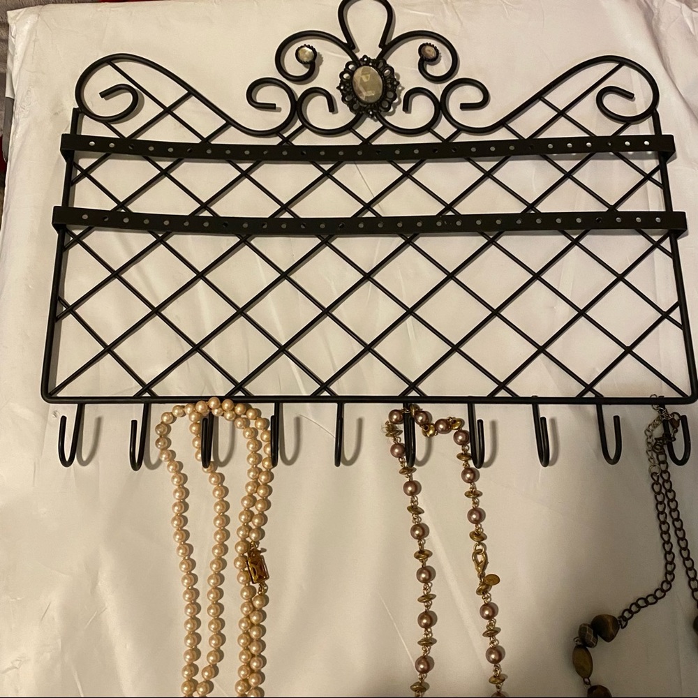 Beautiful black matte wall hanging jewelry organizer.